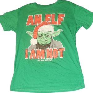Star Wars: Santa Yoda 'AN ELF,  I AM NOT' Christmas Holiday T-Shirt (Size: M)